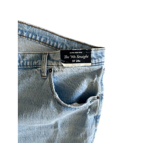 ABERCROMBIE & FITCH Light Wash 90s Straight Ultra Rise Jeans Sz 24 Plus 37" NWT - Picture 4 of 10